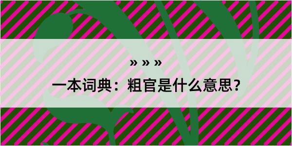 一本词典：粗官是什么意思？