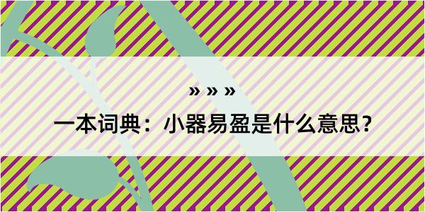 一本词典：小器易盈是什么意思？