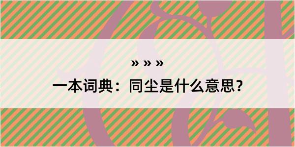 一本词典：同尘是什么意思？