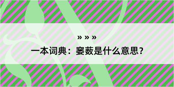 一本词典：窭薮是什么意思？