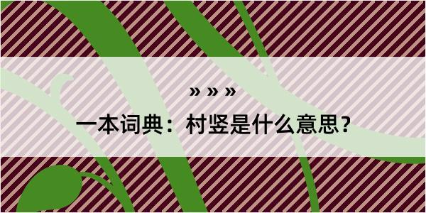 一本词典：村竖是什么意思？