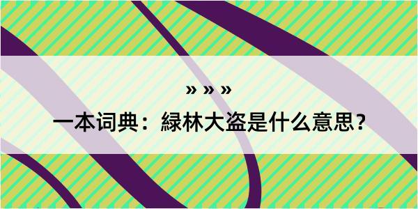 一本词典：緑林大盗是什么意思？