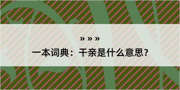 一本词典：干亲是什么意思？