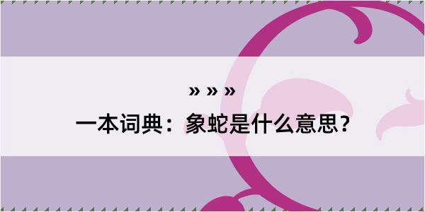 一本词典：象蛇是什么意思？