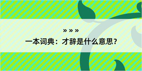 一本词典：才辞是什么意思？