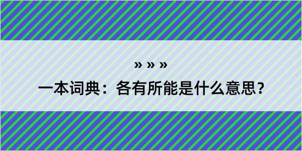 一本词典：各有所能是什么意思？