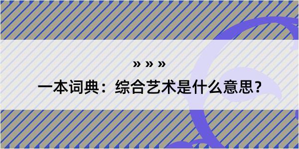 一本词典：综合艺术是什么意思？