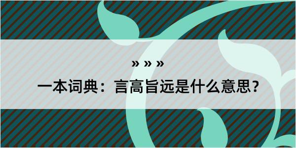 一本词典：言高旨远是什么意思？