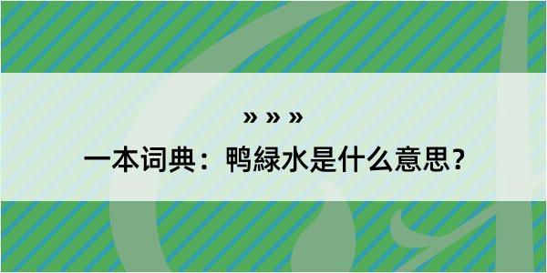 一本词典：鸭緑水是什么意思？