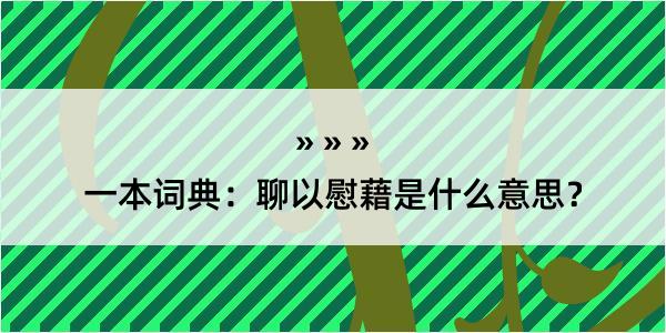 一本词典：聊以慰藉是什么意思？