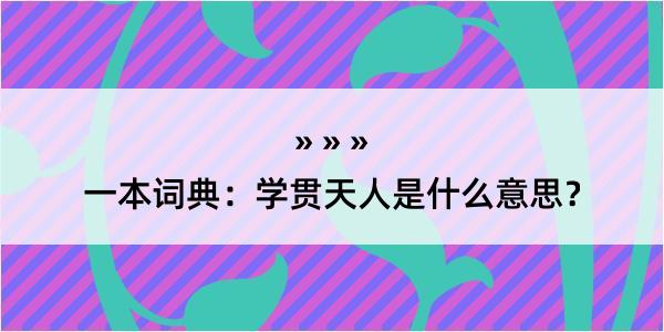 一本词典：学贯天人是什么意思？