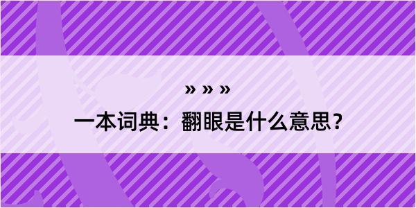 一本词典：翻眼是什么意思？