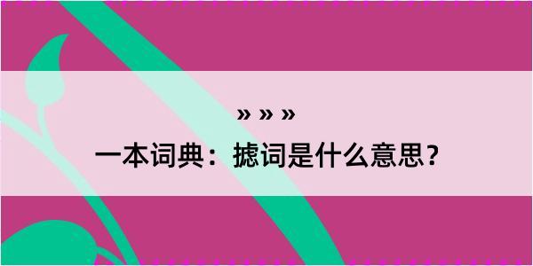 一本词典：摅词是什么意思？