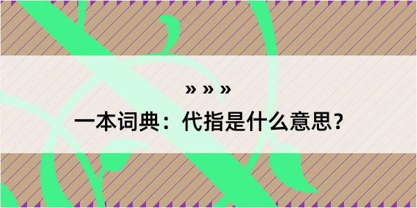 一本词典：代指是什么意思？