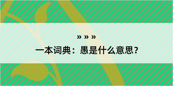 一本词典：愚是什么意思？