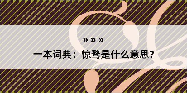 一本词典：惊骛是什么意思？