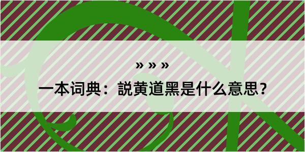 一本词典：説黄道黑是什么意思？