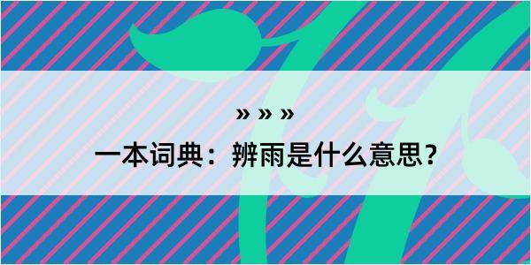 一本词典：辨雨是什么意思？