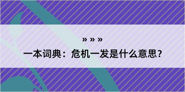 一本词典：危机一发是什么意思？