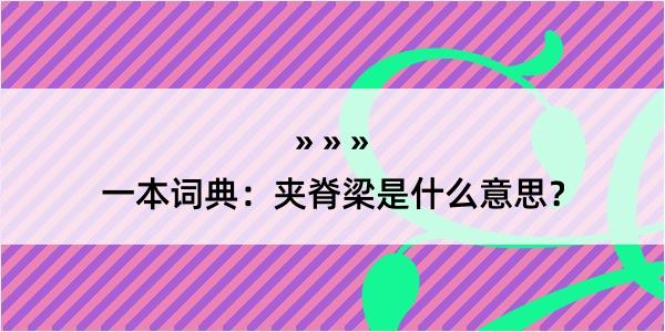 一本词典：夹脊梁是什么意思？