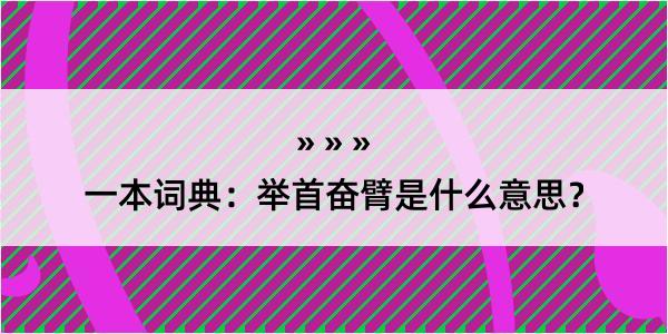 一本词典：举首奋臂是什么意思？