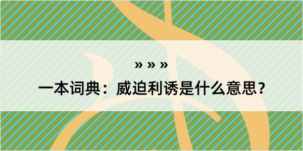 一本词典：威迫利诱是什么意思？