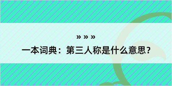 一本词典：第三人称是什么意思？