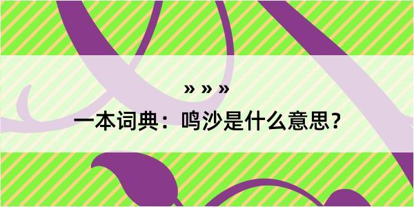 一本词典：鸣沙是什么意思？