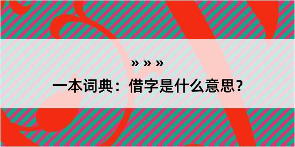 一本词典：借字是什么意思？