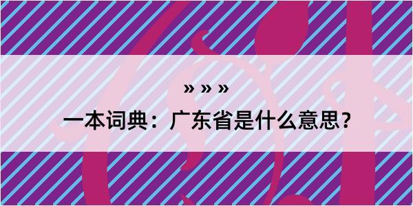 一本词典：广东省是什么意思？