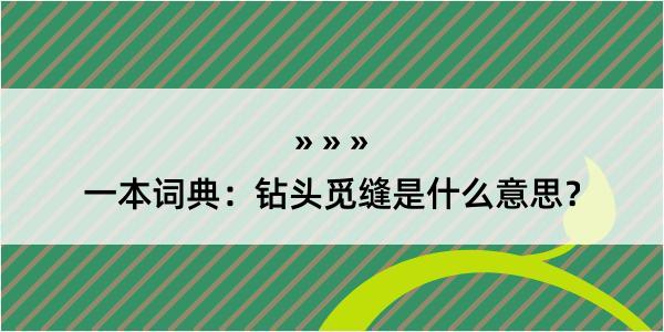 一本词典：钻头觅缝是什么意思？