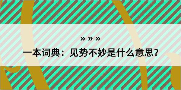 一本词典：见势不妙是什么意思？