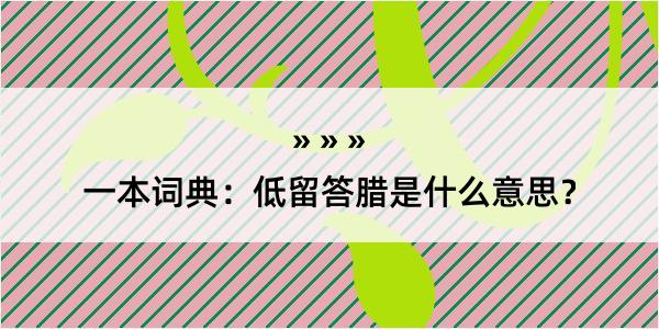 一本词典：低留答腊是什么意思？