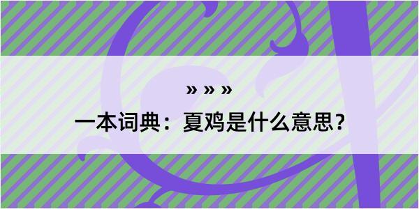 一本词典：夏鸡是什么意思？