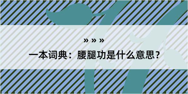 一本词典：腰腿功是什么意思？