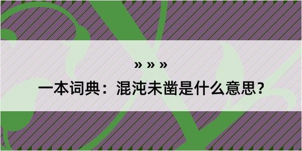 一本词典：混沌未凿是什么意思？