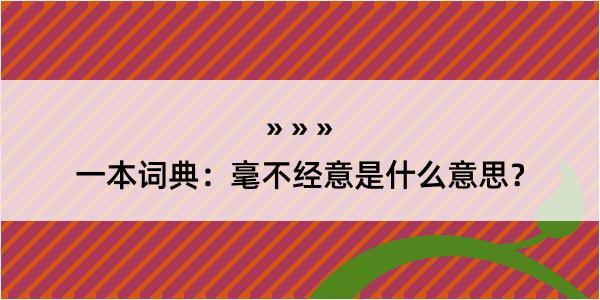 一本词典：毫不经意是什么意思？