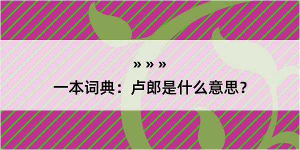 一本词典：卢郎是什么意思？