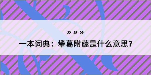 一本词典：攀葛附藤是什么意思？