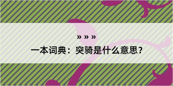 一本词典：突骑是什么意思？