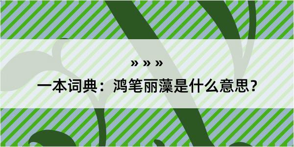 一本词典：鸿笔丽藻是什么意思？