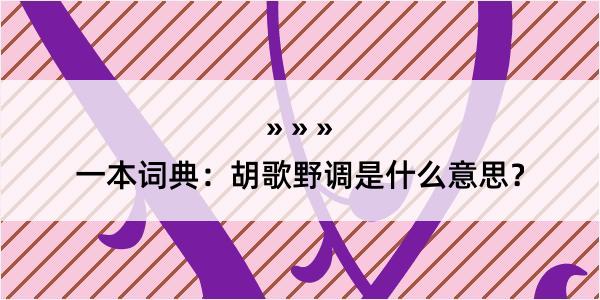 一本词典：胡歌野调是什么意思？