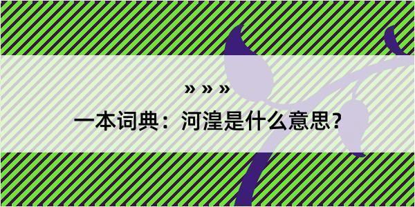 一本词典：河湟是什么意思？