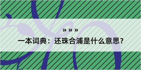 一本词典：还珠合浦是什么意思？