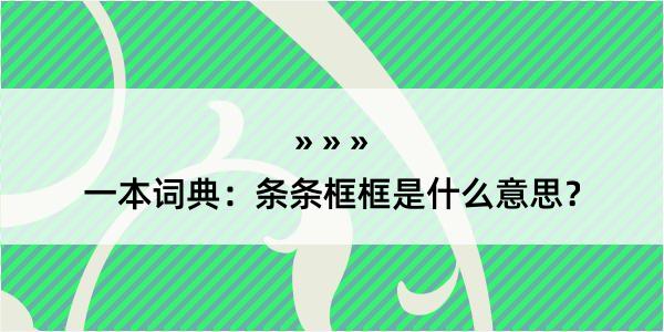 一本词典：条条框框是什么意思？