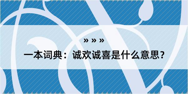 一本词典：诚欢诚喜是什么意思？