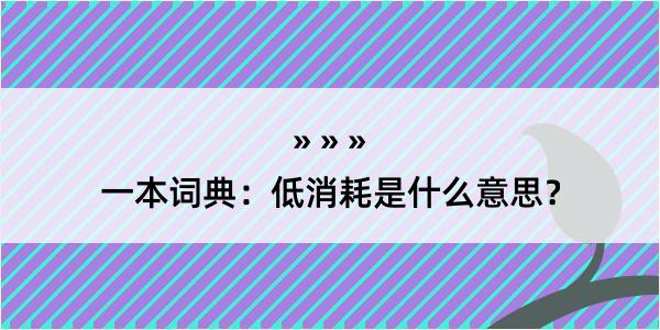 一本词典：低消耗是什么意思？