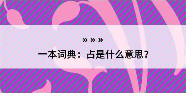 一本词典：占是什么意思？