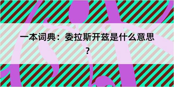 一本词典：委拉斯开兹是什么意思？