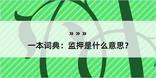 一本词典：监押是什么意思？